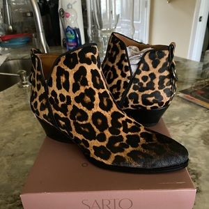 Brand New Franco Sarto Leopard calf hair bootie